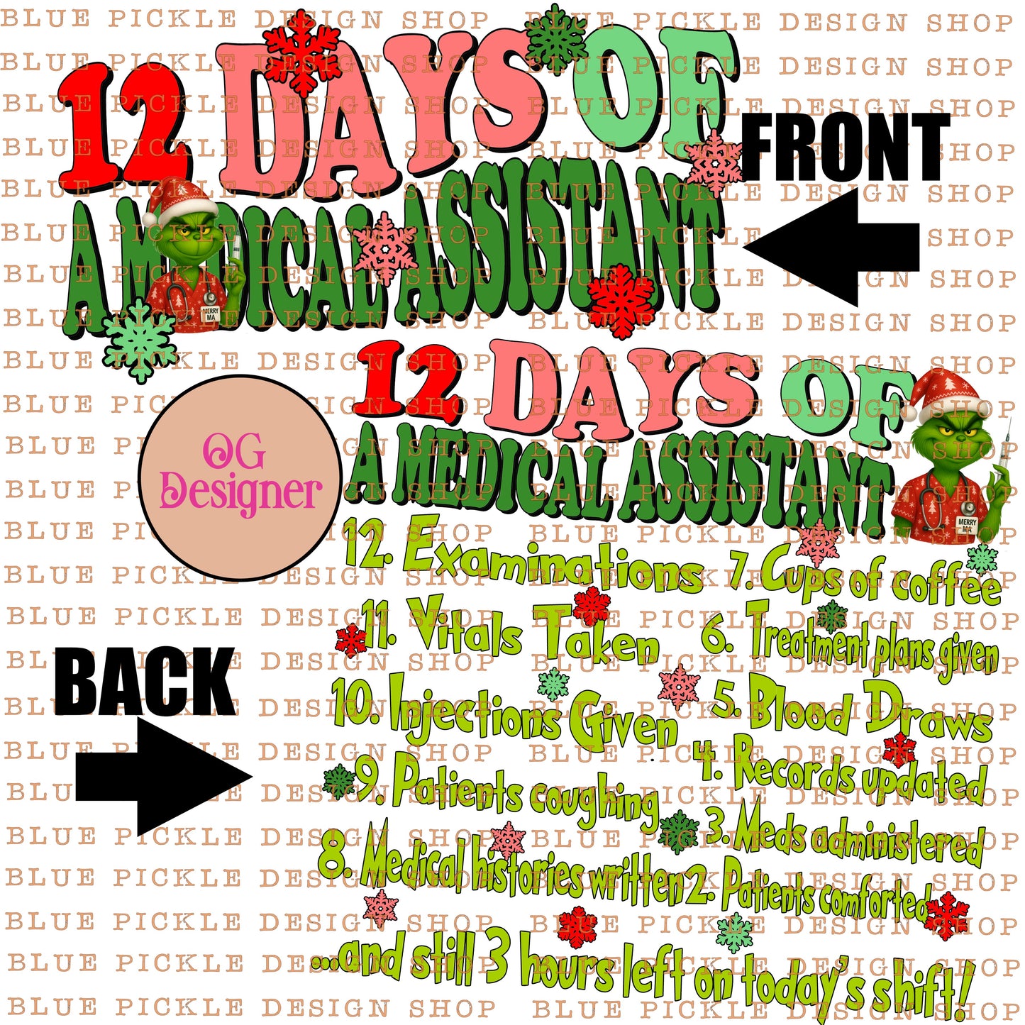 12 Days of A Medical Assistant Christmas -  DIGITAL DESIGN- INSTANT DOWNLOAD