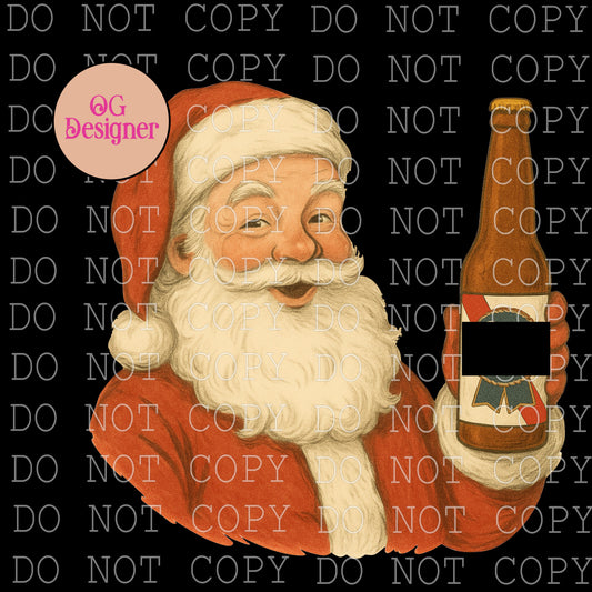Beer Drinking Santa (PBR) -  DIGITAL DESIGN- INSTANT DOWNLOAD