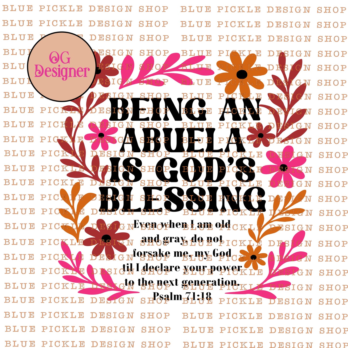 Being An Abuela Is God's Blessing - DIGITAL DESIGN- INSTANT DOWNLOAD