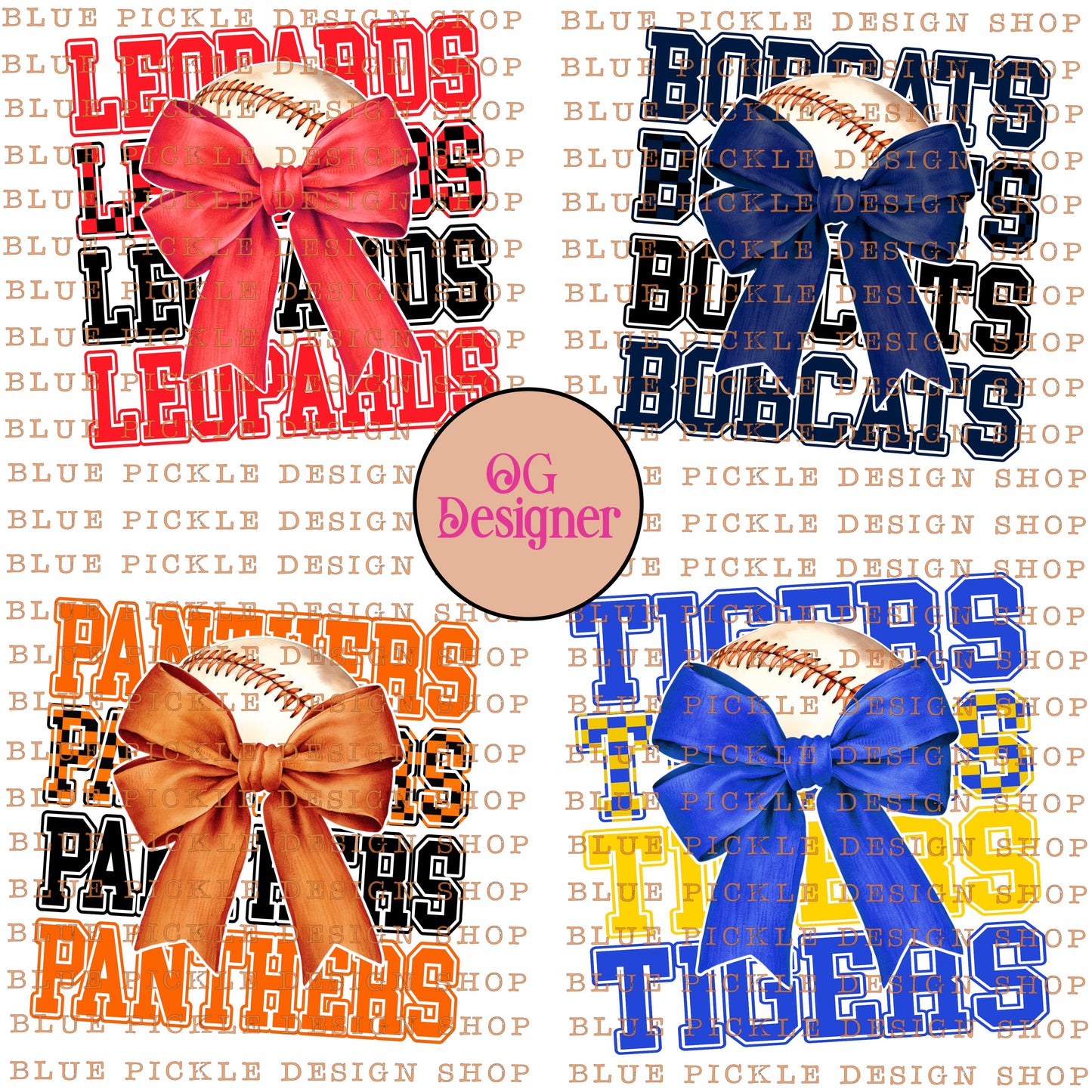 CUSTOM HALF BASEBALL BOW MASCOT - DIGITAL DESIGN