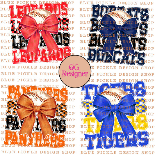 CUSTOM HALF BASEBALL BOW MASCOT - DIGITAL DESIGN