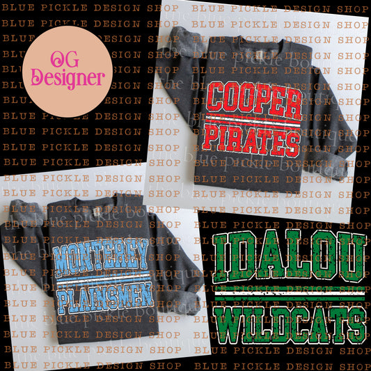 CUSTOM School/Town Mascot Old College Style  - DIGITAL DESIGN