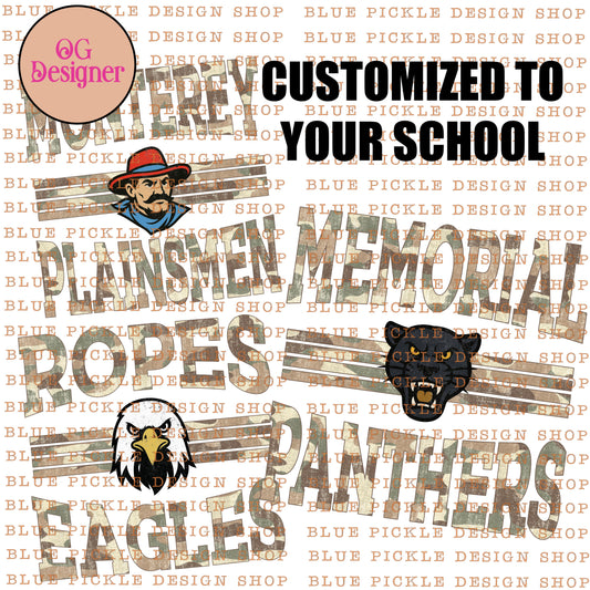 CUSTOM Camo School Mascot Design - DIGITAL DESIGN