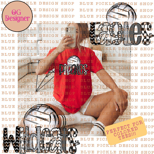 CUSTOM Monochrome Mascot Volleyball - DIGITAL DESIGN