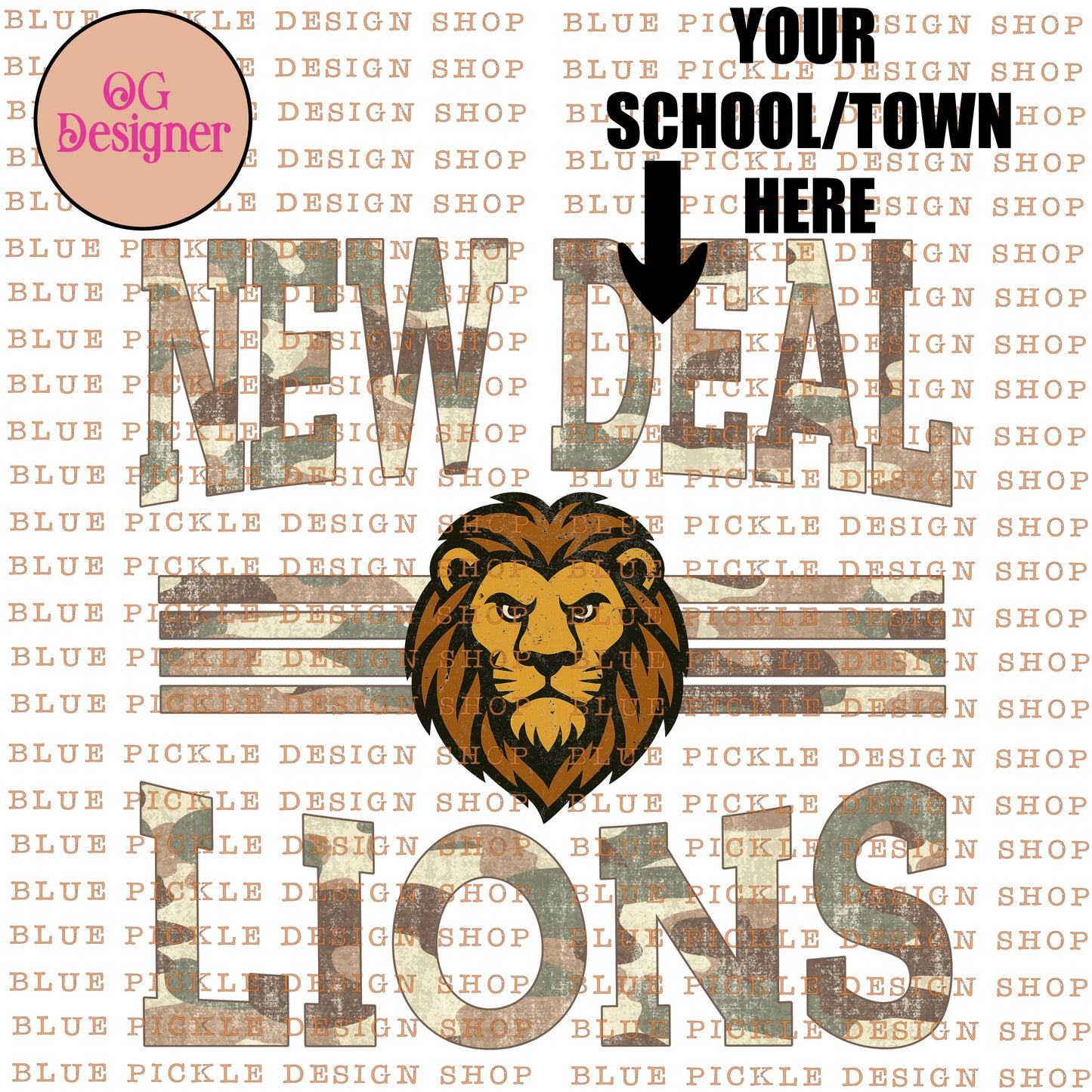 CUSTOM Camo School Mascot Design - DIGITAL DESIGN