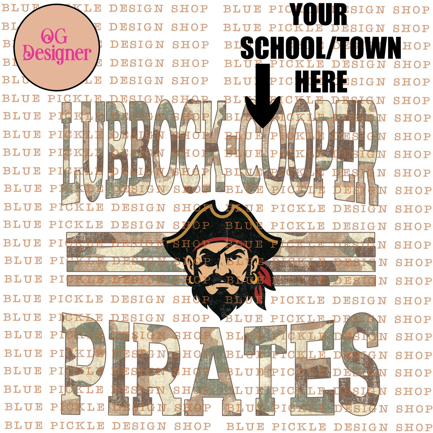 CUSTOM Camo School Mascot Design - DIGITAL DESIGN