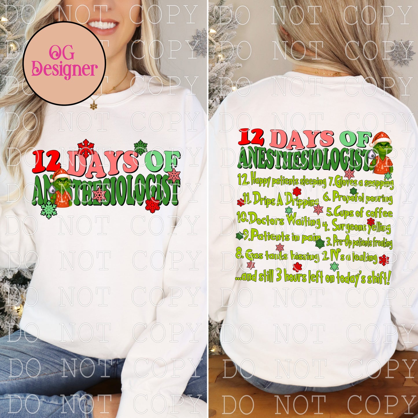 12 Days of Anesthesiologist Christmas -  DIGITAL DESIGN- INSTANT DOWNLOAD