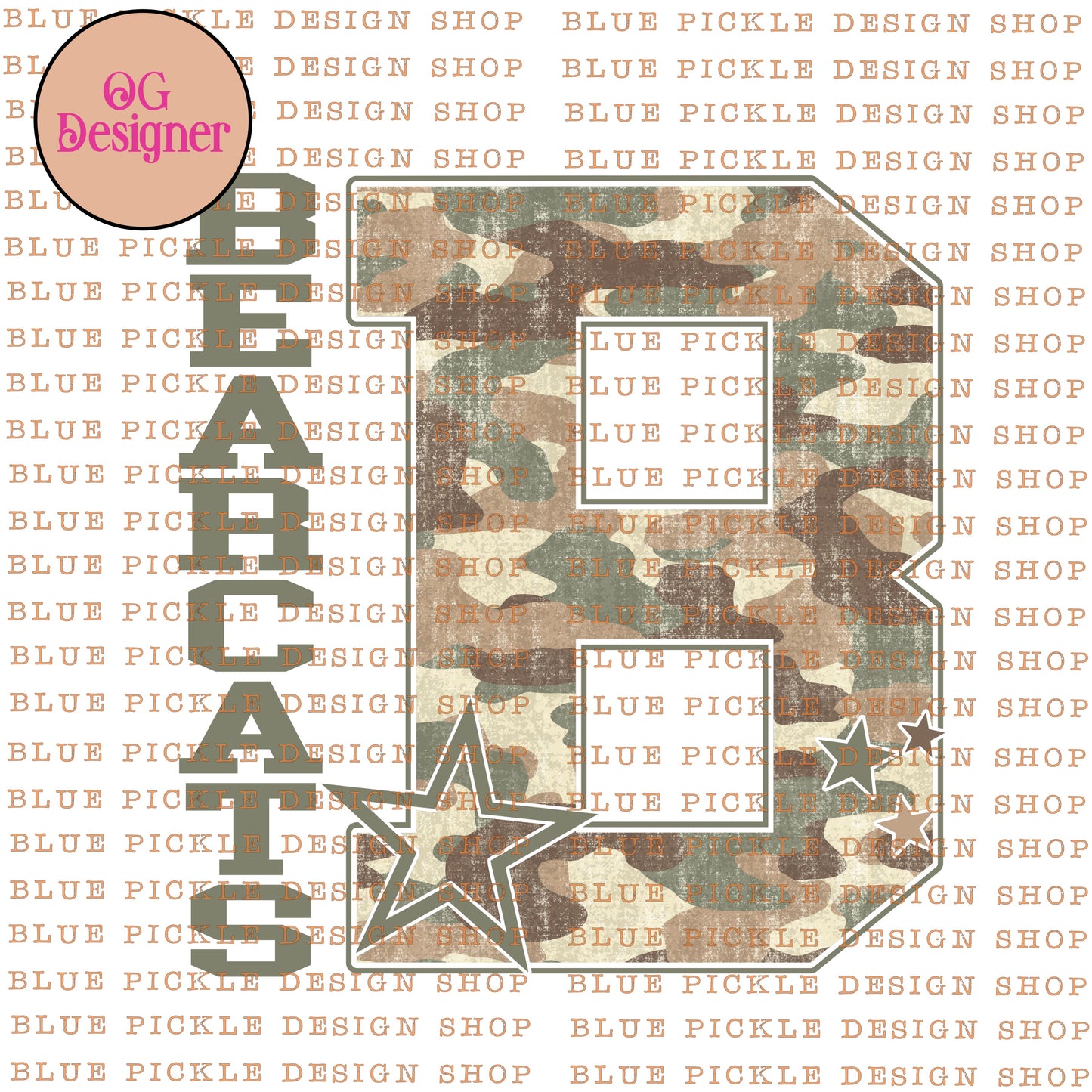 CUSTOM Camo Gameday Letter Mascot - DIGITAL DESIGN