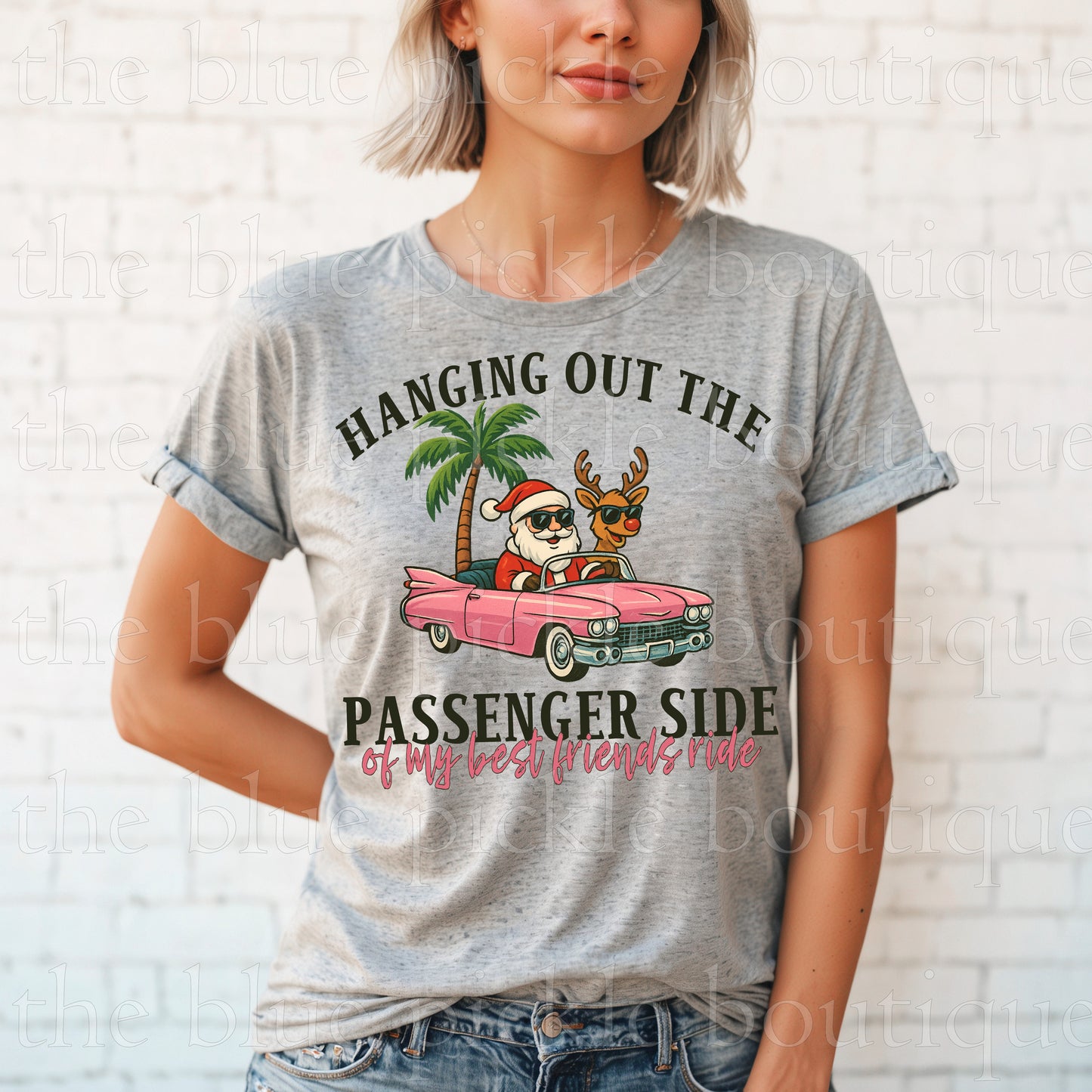 Hanging out the passenger side of my best friends ride ~ Santa Style