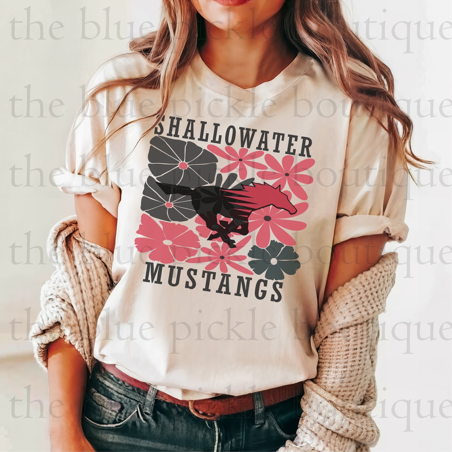 Floral Custom Mascot School Spirit Tee