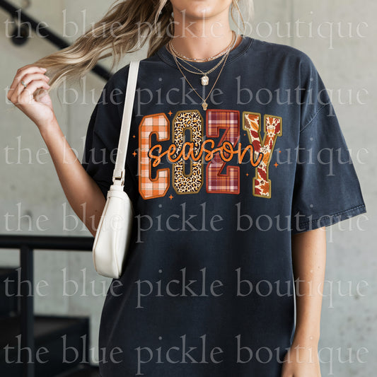 Cozy Season Faux Embroidery tee