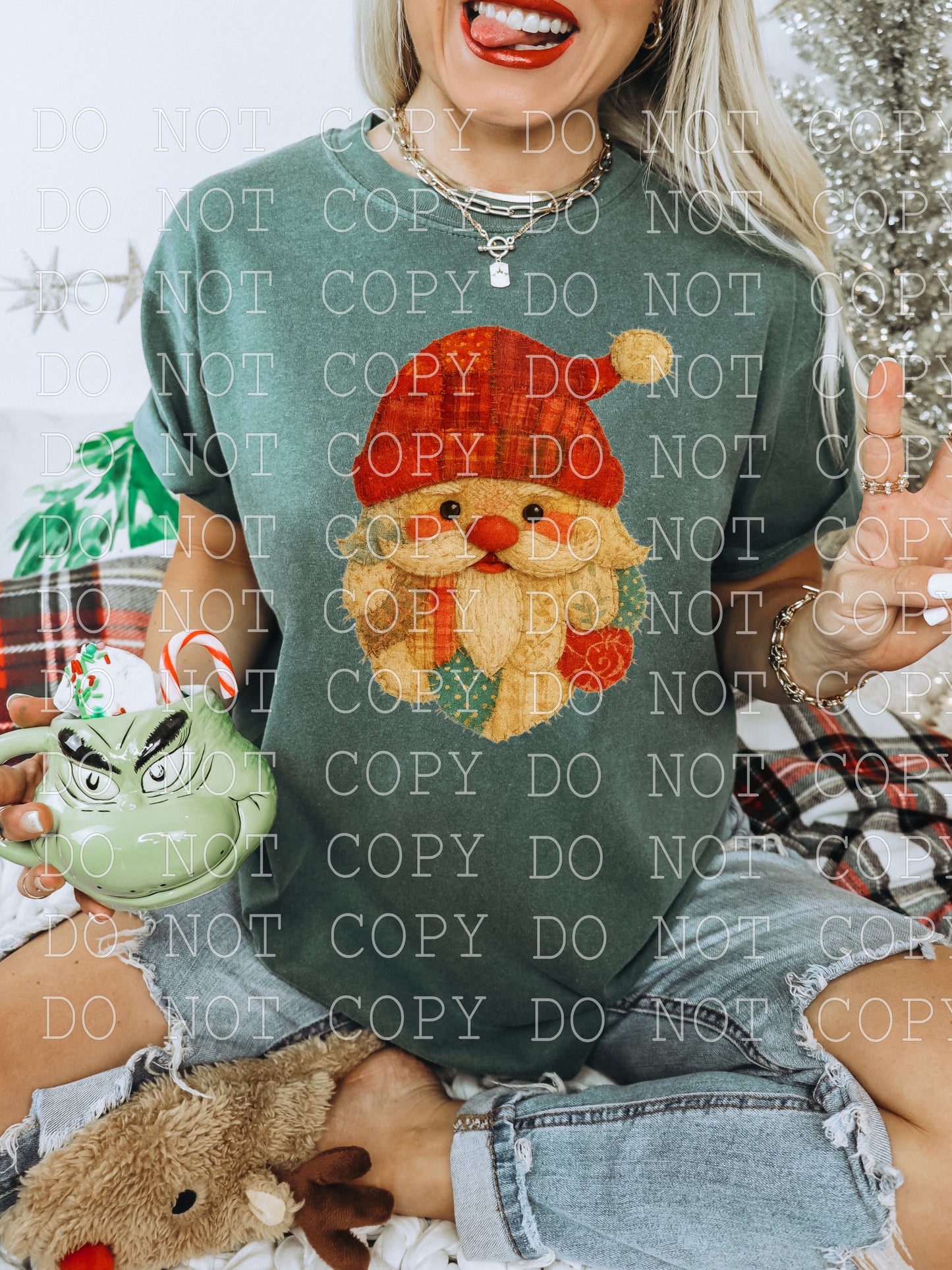 Faux Quilted Santa -  DIGITAL DESIGN- INSTANT DOWNLOAD