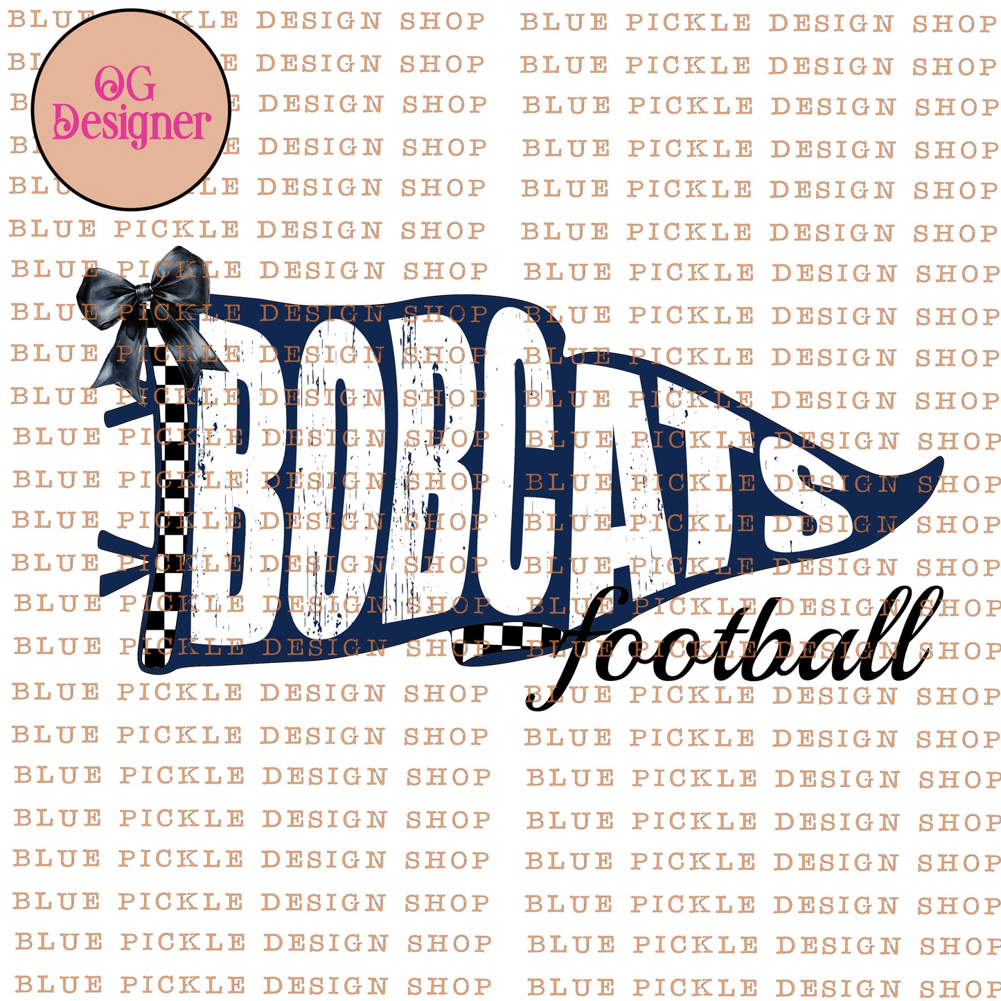 Bobcats Pennant Flag - Navy - DIGITAL DESIGN- INSTANT DOWNLOAD