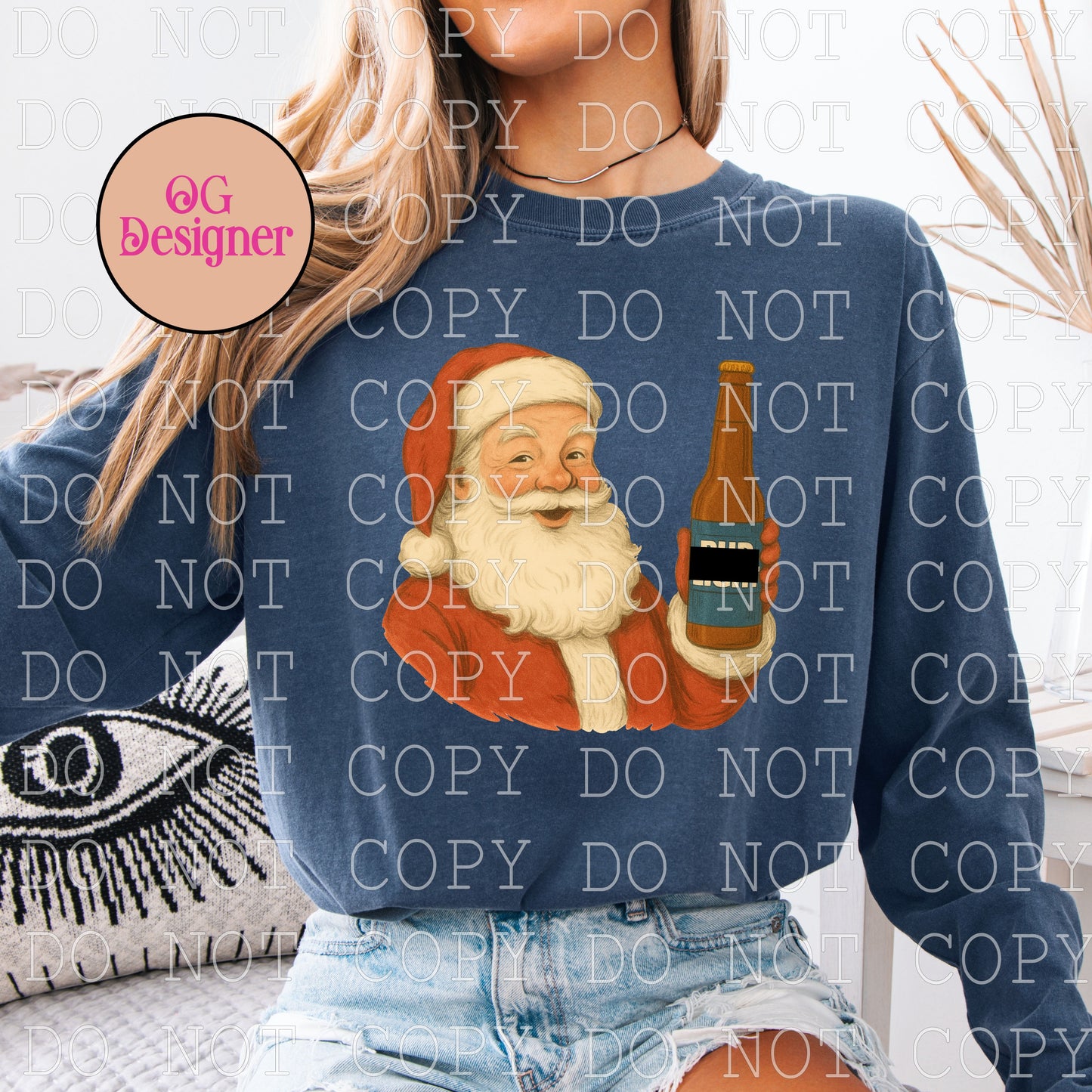 Beer Drinking Santa (bud) -  DIGITAL DESIGN- INSTANT DOWNLOAD