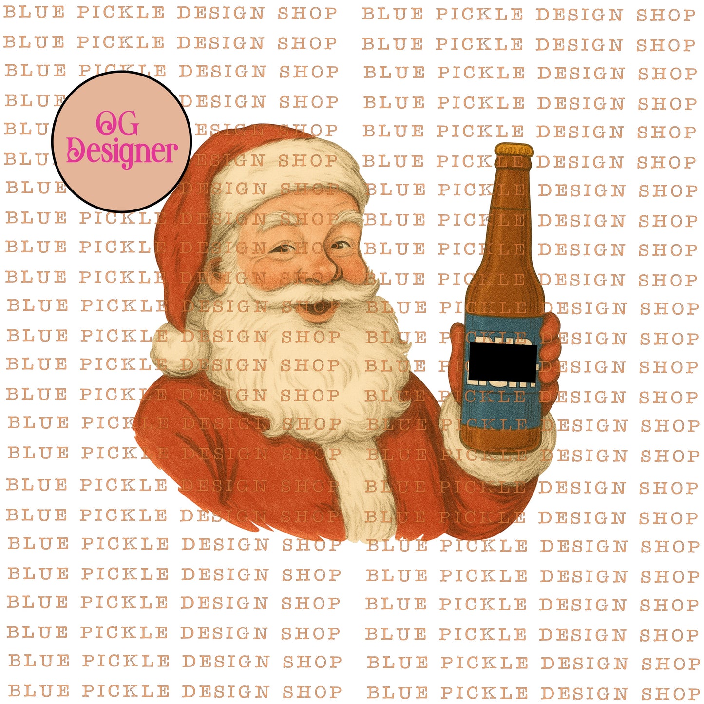 Beer Drinking Santa (bud) -  DIGITAL DESIGN- INSTANT DOWNLOAD