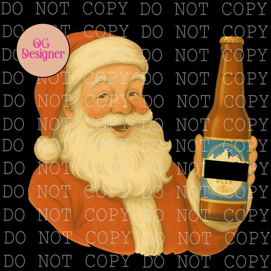 Beer Drinking Santa (busch) -  DIGITAL DESIGN- INSTANT DOWNLOAD