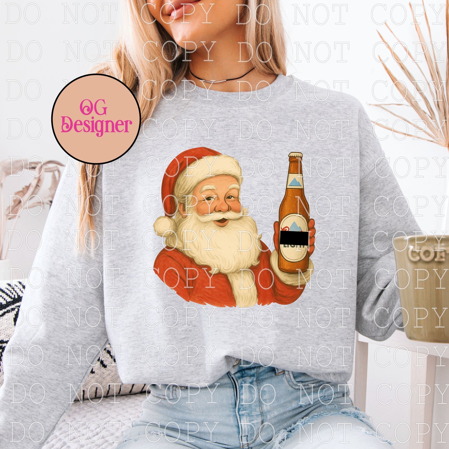 Beer Drinking Santa (coors) -  DIGITAL DESIGN- INSTANT DOWNLOAD