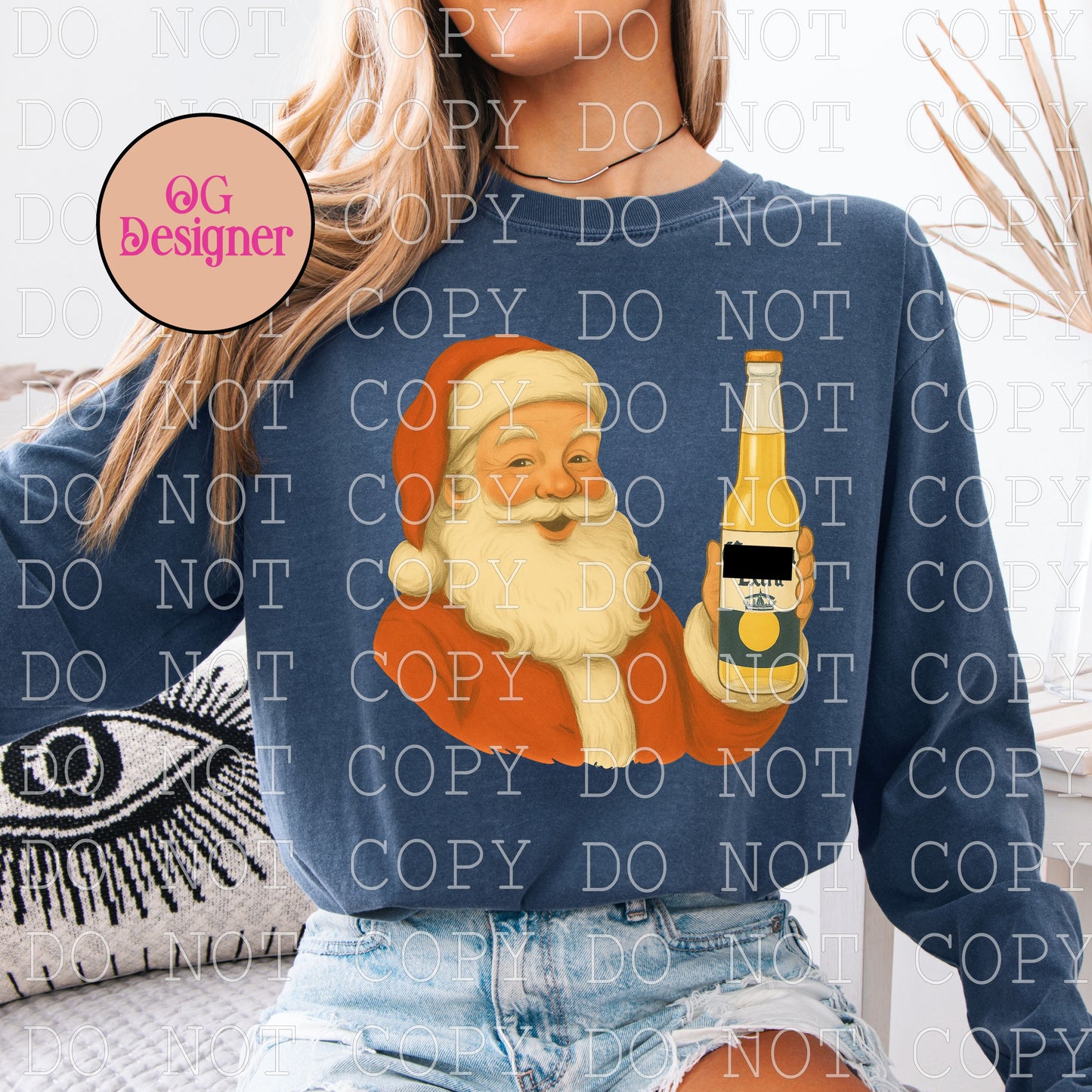 Beer Drinking Santa (corona) -  DIGITAL DESIGN- INSTANT DOWNLOAD
