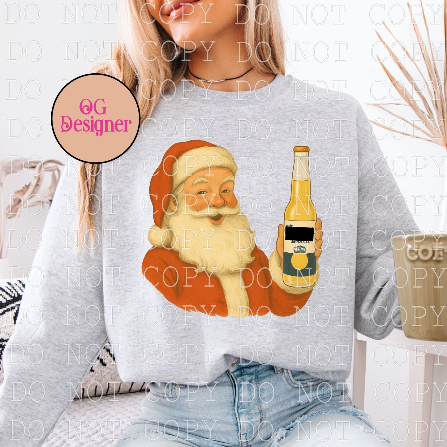 Beer Drinking Santa (corona) -  DIGITAL DESIGN- INSTANT DOWNLOAD