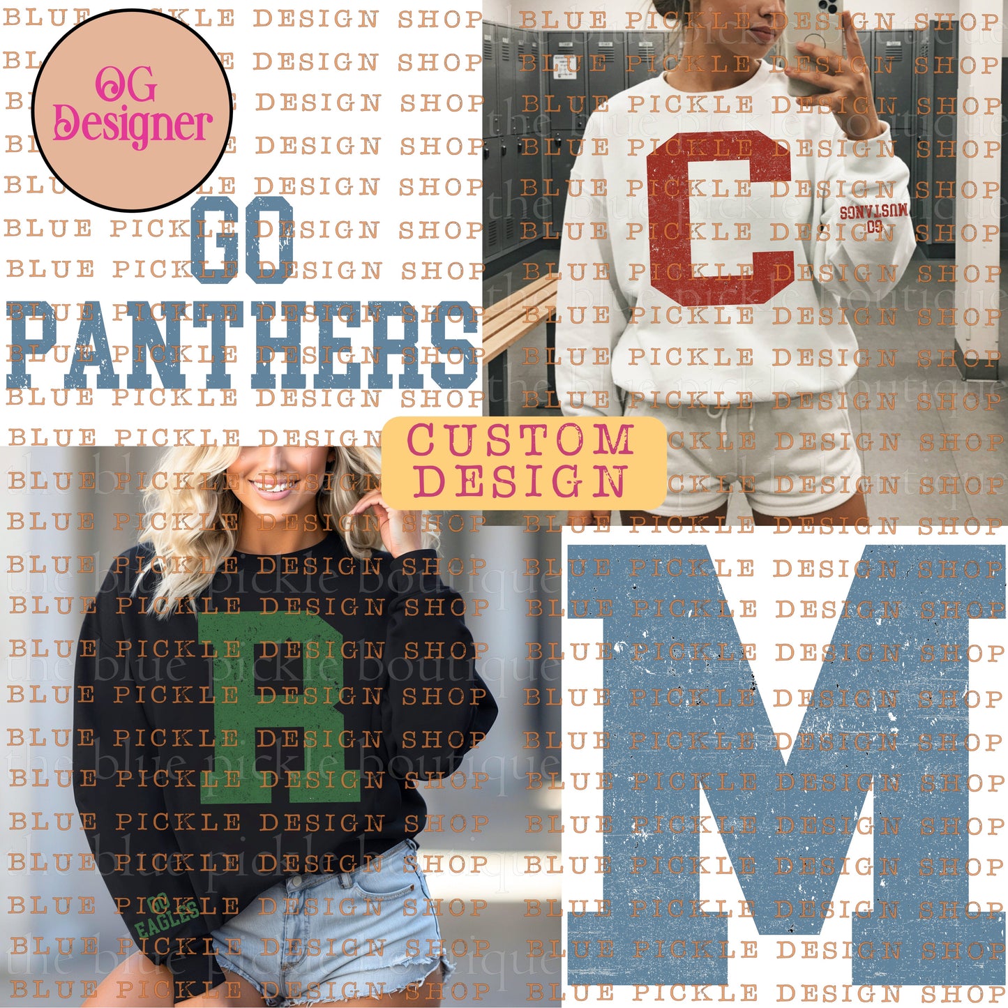 CUSTOM Vintage School Letter with "Go Mascot" sleeve - DIGITAL DESIGN - INSTANT DOWNLOAD
