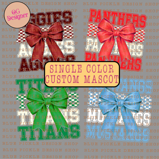 CUSTOM BOW MASCOT - DIGITAL DESIGN - ** 1 COLOR with White **