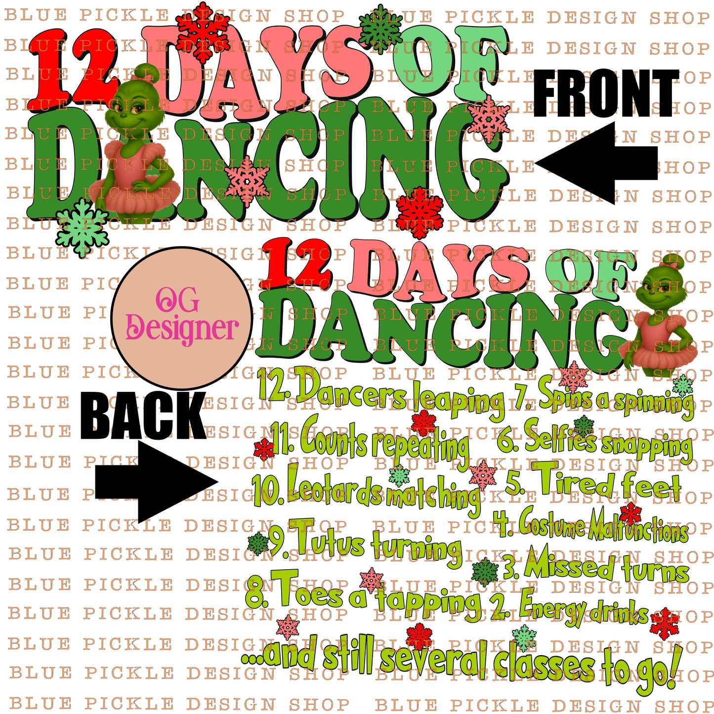 12 Days of Dancing Christmas -  DIGITAL DESIGN- INSTANT DOWNLOAD