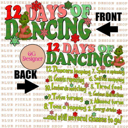 12 Days of Dancing Christmas -  DIGITAL DESIGN- INSTANT DOWNLOAD
