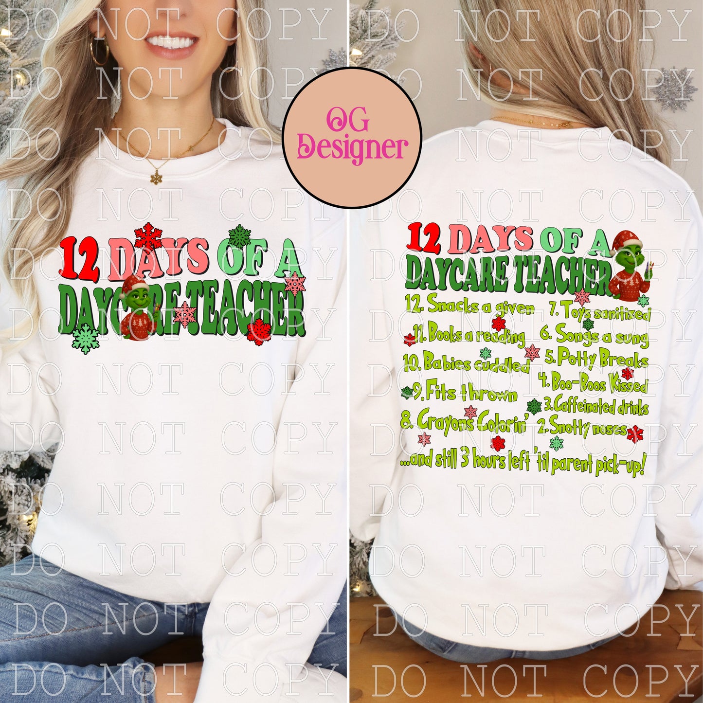 12 Days of A Daycare Teacher Christmas -  DIGITAL DESIGN- INSTANT DOWNLOAD