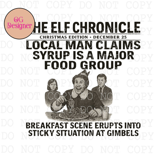 Christmas Newspaper Headlines : Elf Chronicles Syrup  -  DIGITAL DESIGN- INSTANT DOWNLOAD