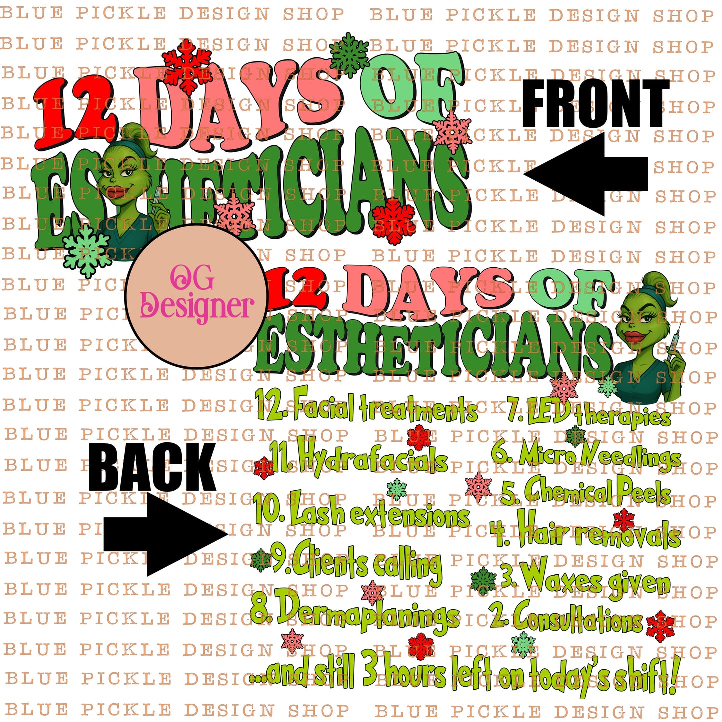 12 Days OF Estheticians Christmas -  DIGITAL DESIGN- INSTANT DOWNLOAD