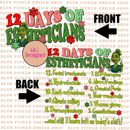 12 Days OF Estheticians Christmas -  DIGITAL DESIGN- INSTANT DOWNLOAD