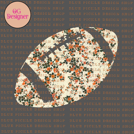 Football Fall Floral - DIGITAL DESIGN- INSTANT DOWNLOAD
