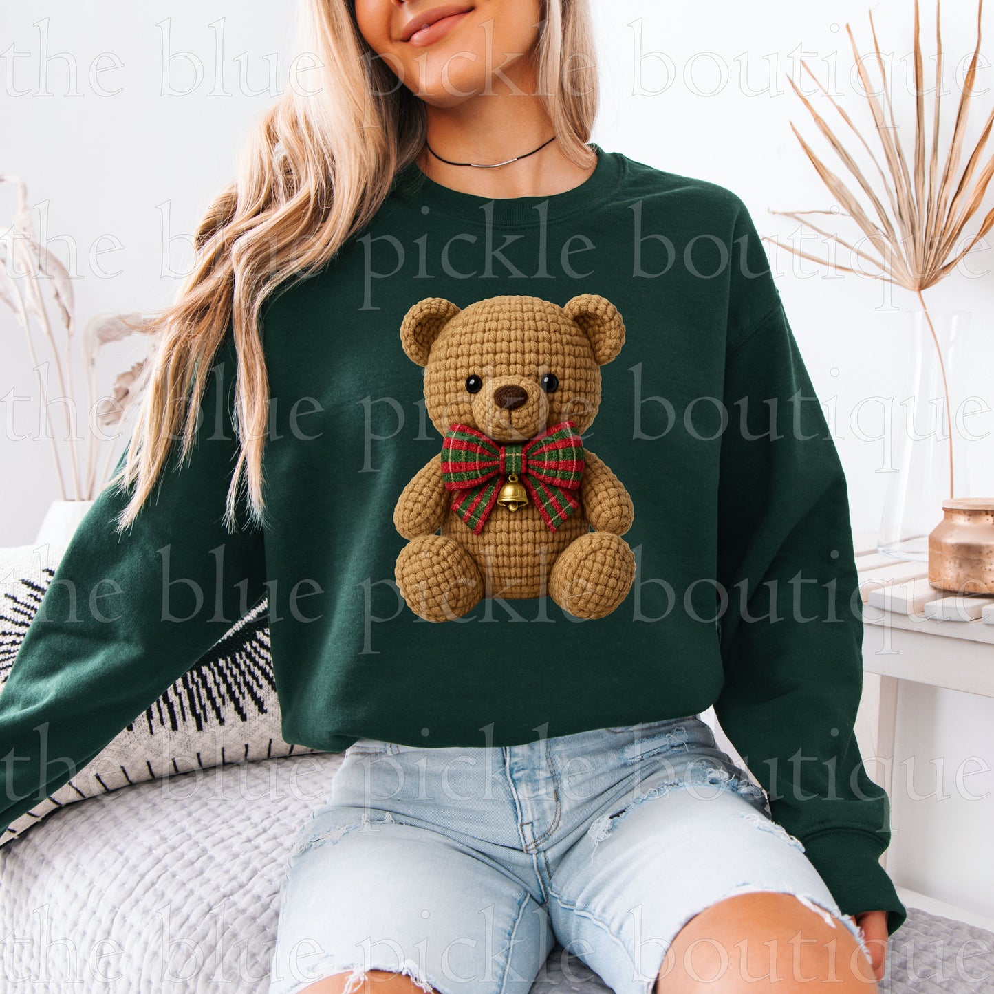 Faux (fake) Crochet Christmas bear Sweatshirt