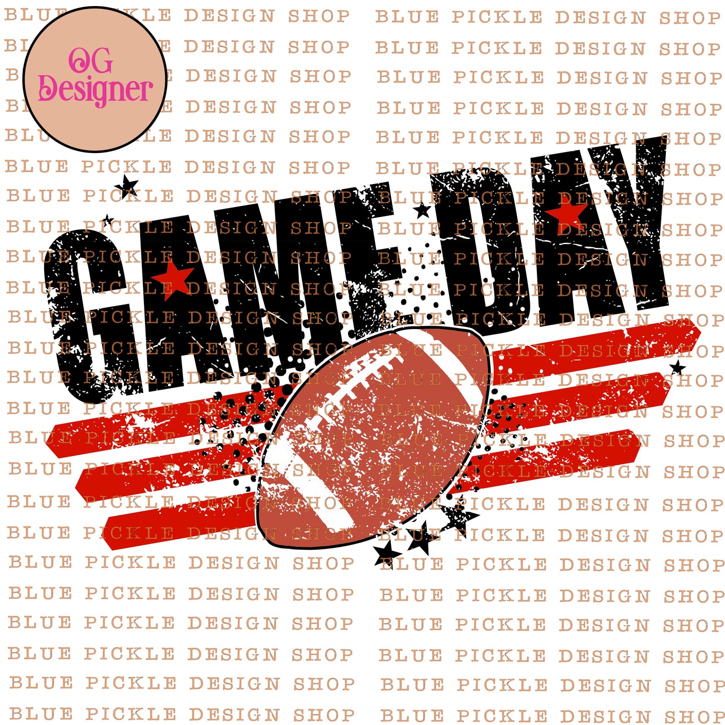 Game Day ~ red & black - DIGITAL DESIGN - INSTANT DOWNLOAD