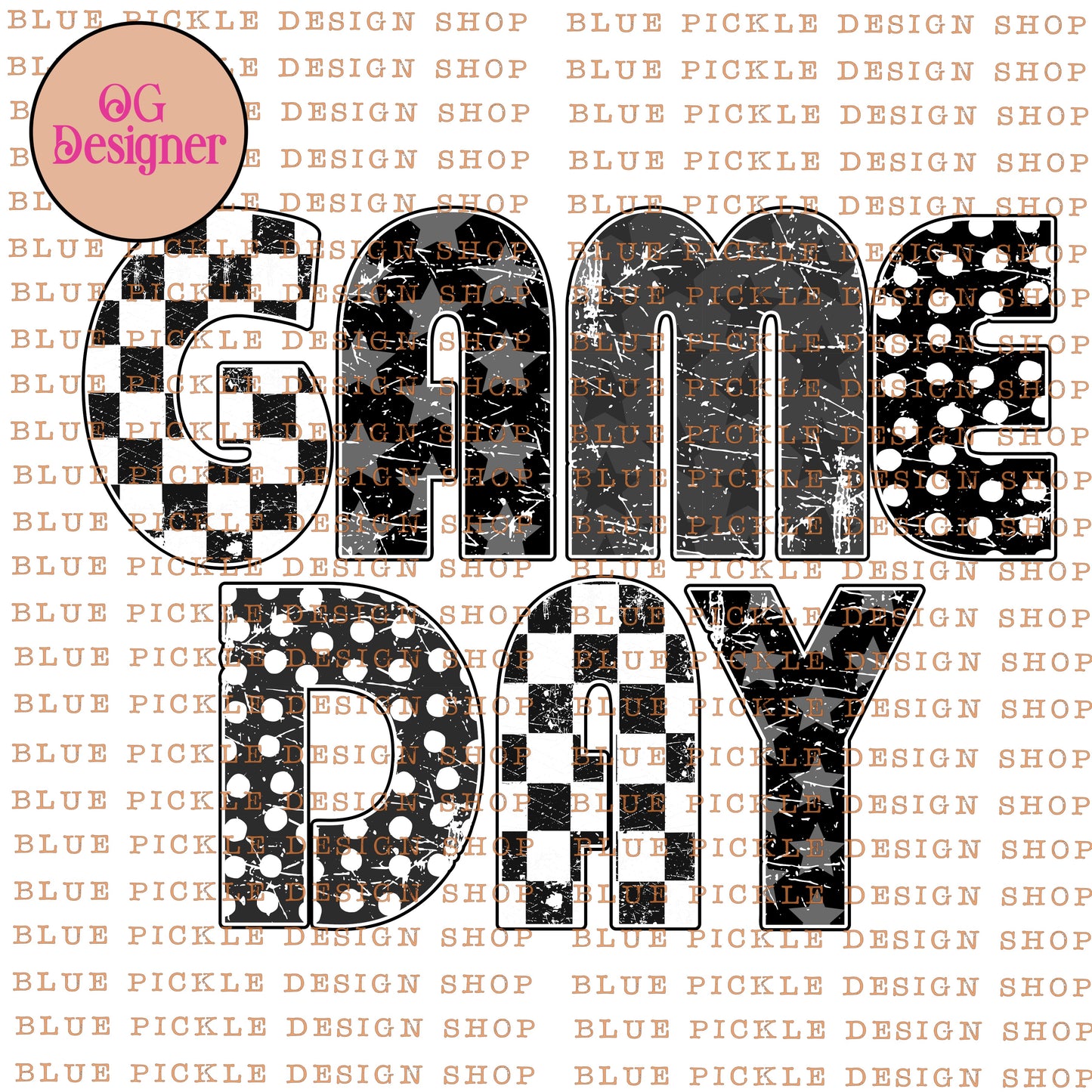 Game day Monochrome - DIGITAL DESIGN- INSTANT DOWNLOAD