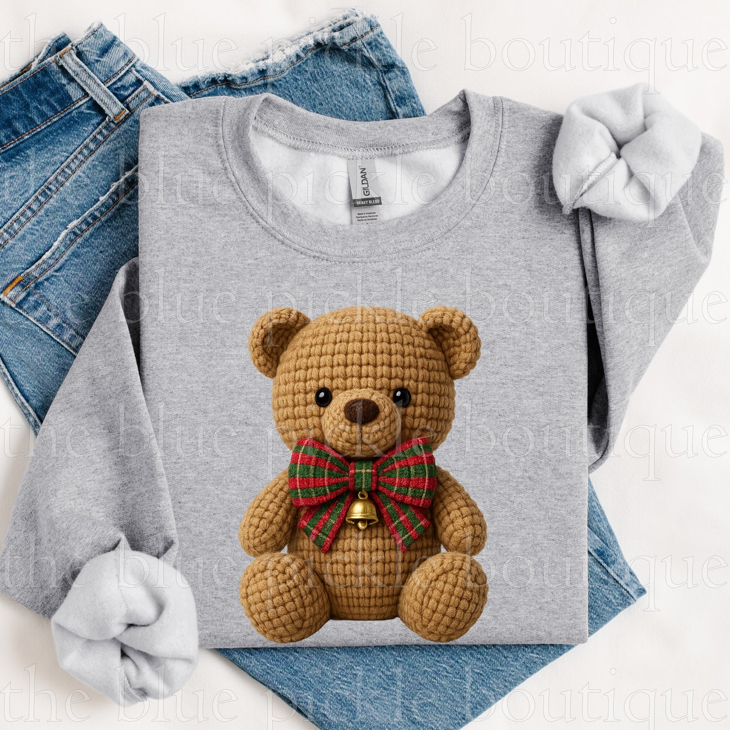 Faux (fake) Crochet Christmas bear Sweatshirt
