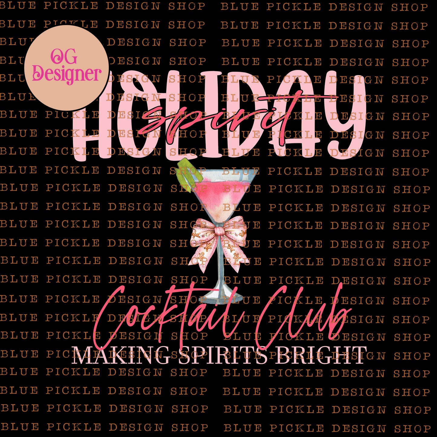 Holiday Spirit Cocktail Club -  DIGITAL DESIGN- INSTANT DOWNLOAD