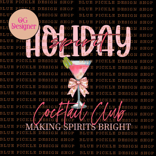 Holiday Spirit Cocktail Club -  DIGITAL DESIGN- INSTANT DOWNLOAD