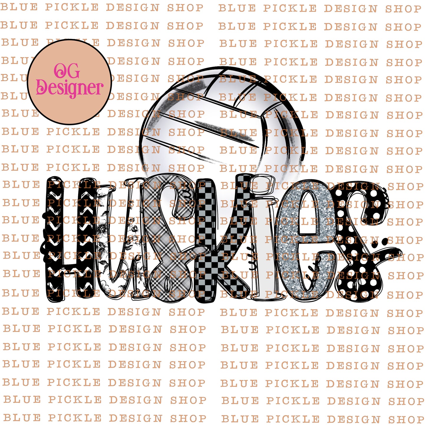 CUSTOM Monochrome Mascot Volleyball - DIGITAL DESIGN