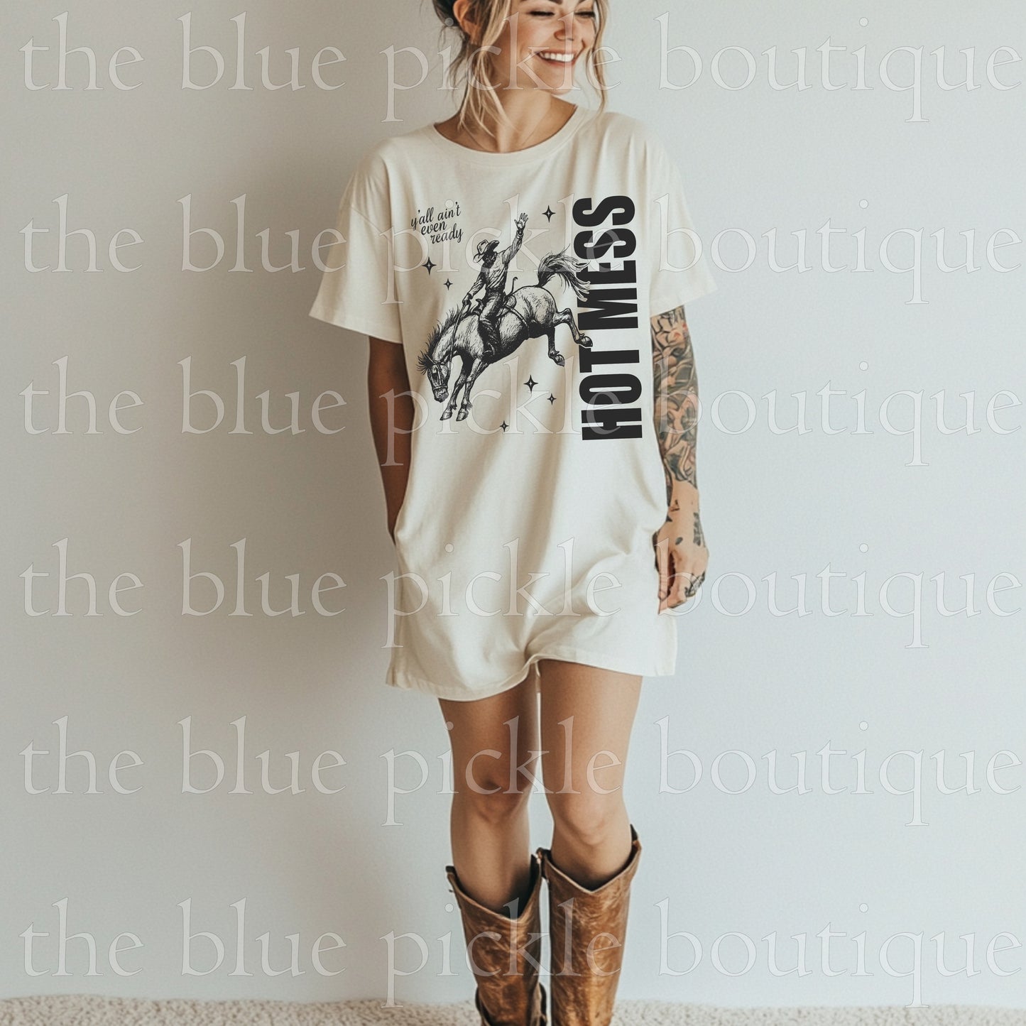 Hot Mess Buckin" Bronc ~ Y'all Ain't Even Ready tee