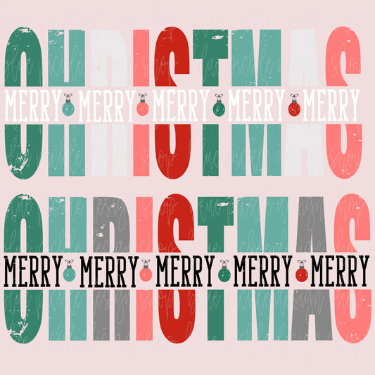Merry Christmas Repeat with Ornament  - DIGITAL DESIGN- INSTANT DOWNLOAD