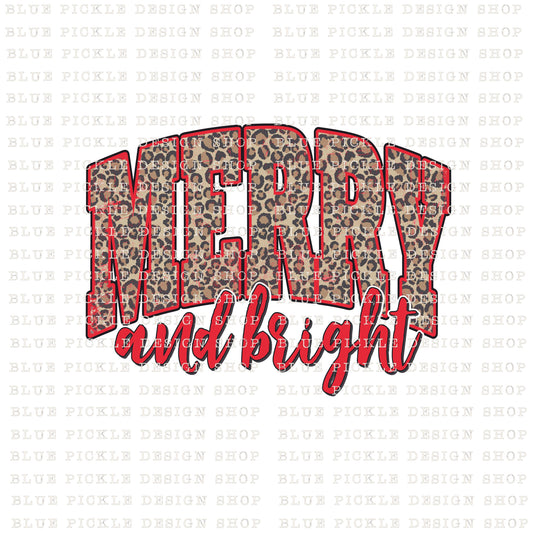 Merry and Bright Leopard - DIGITAL DESIGN- INSTANT DOWNLOAD