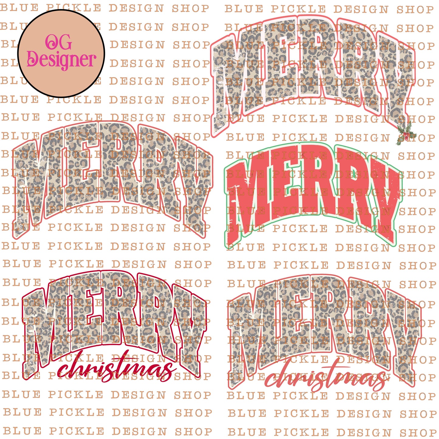 Merry Bundle Leopard Merry Christmas - DIGITAL DESIGN- INSTANT DOWNLOAD