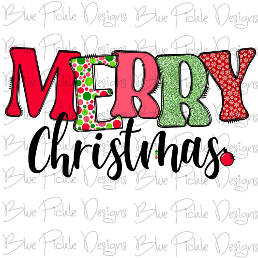 Merry Christmas Colorful - DIGITAL DESIGN- INSTANT DOWNLOAD