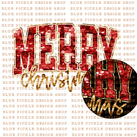 Merry Christmas (and Merry single) Faux Sequins - DIGITAL DESIGN- INSTANT DOWNLOAD