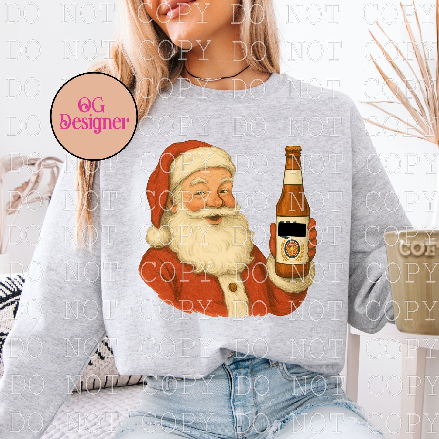 Beer Drinking Santa (miller) -  DIGITAL DESIGN- INSTANT DOWNLOAD