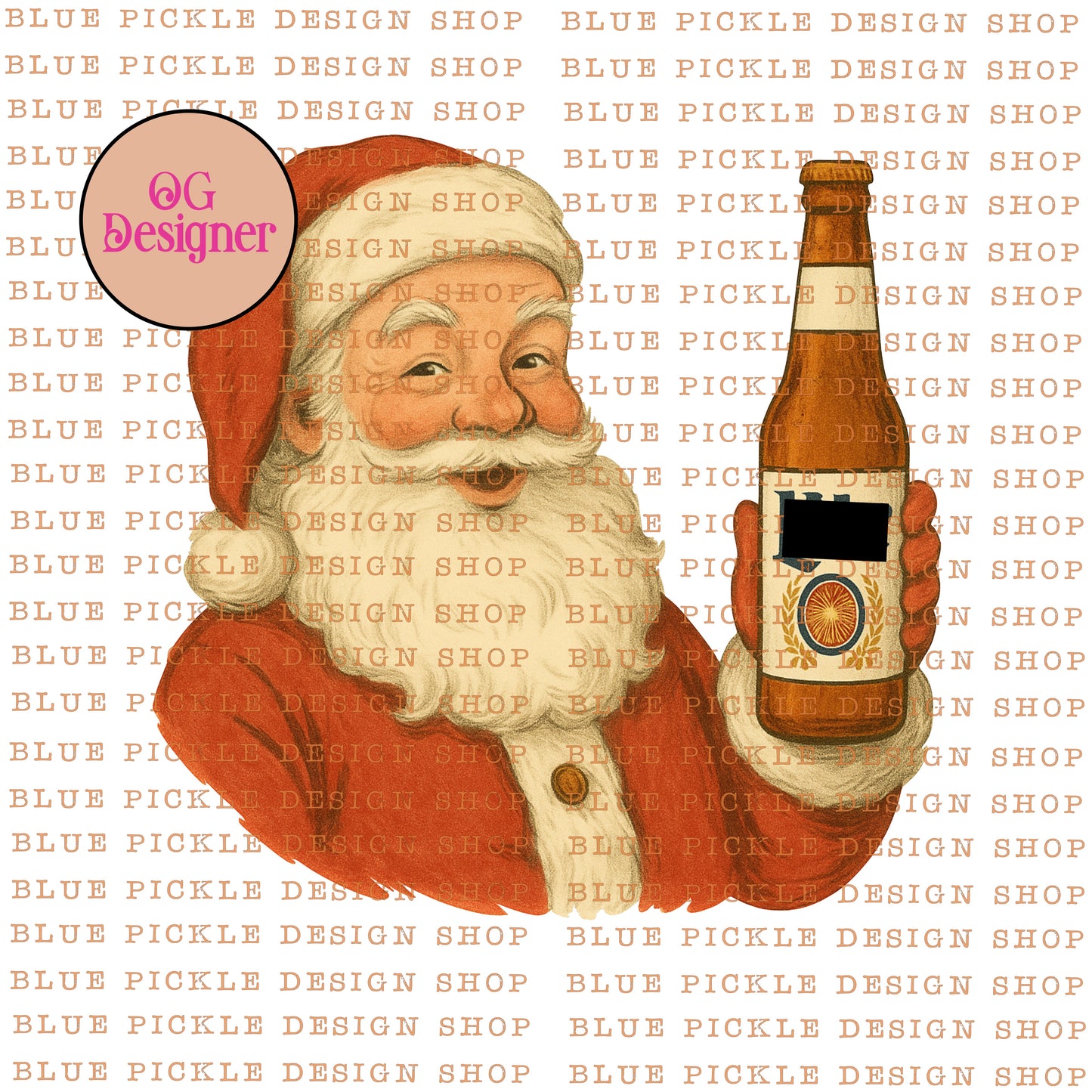 Beer Drinking Santa (miller) -  DIGITAL DESIGN- INSTANT DOWNLOAD