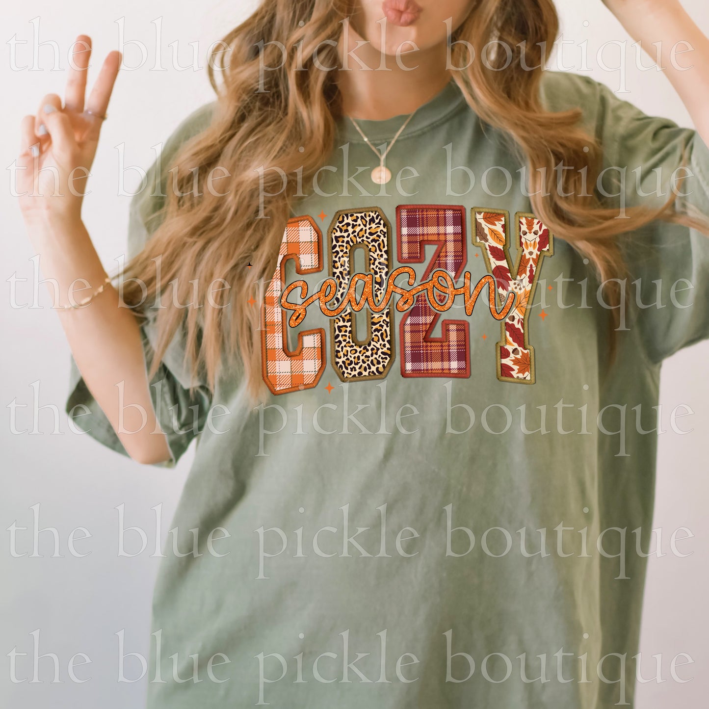 Cozy Season Faux Embroidery tee