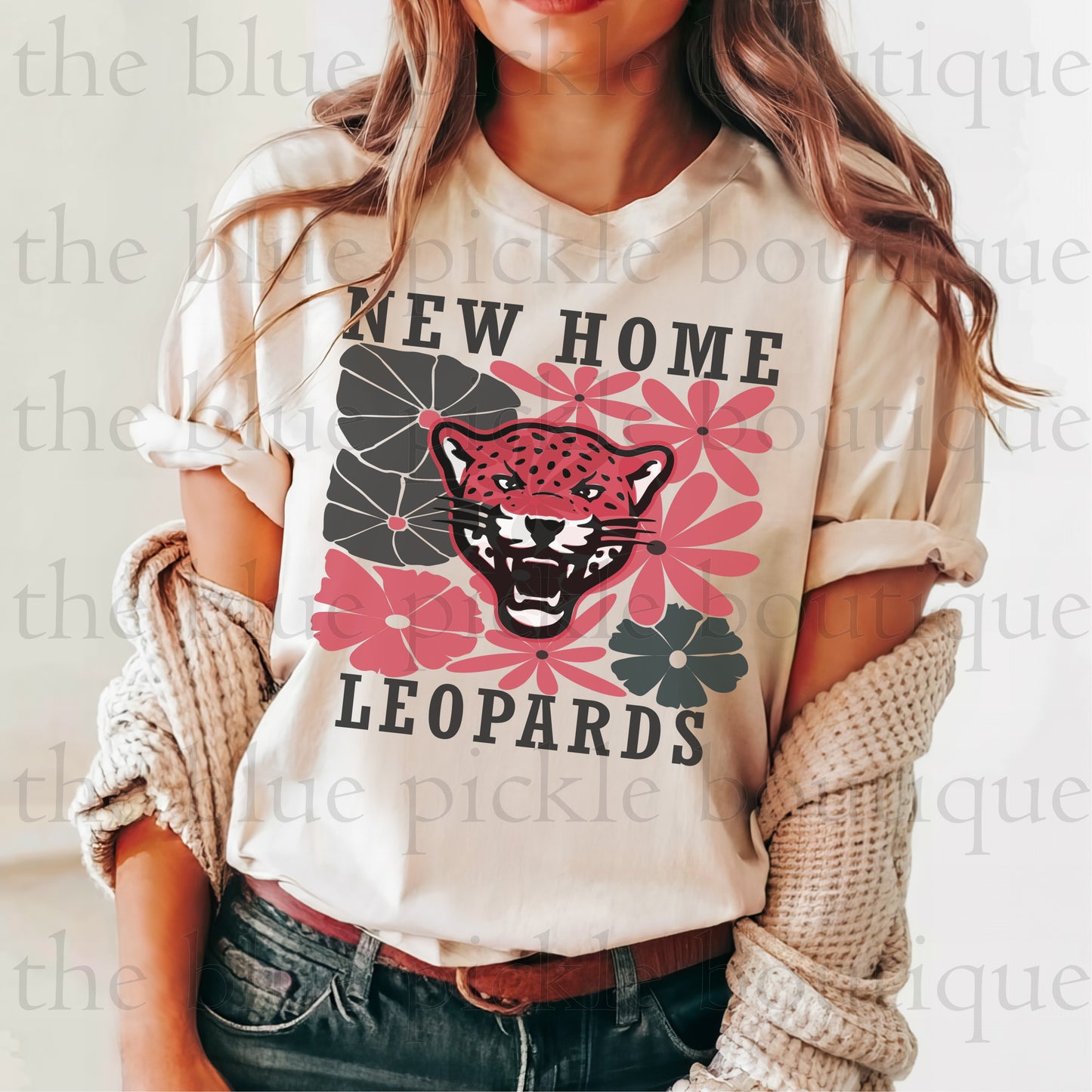 Floral Custom Mascot School Spirit Tee