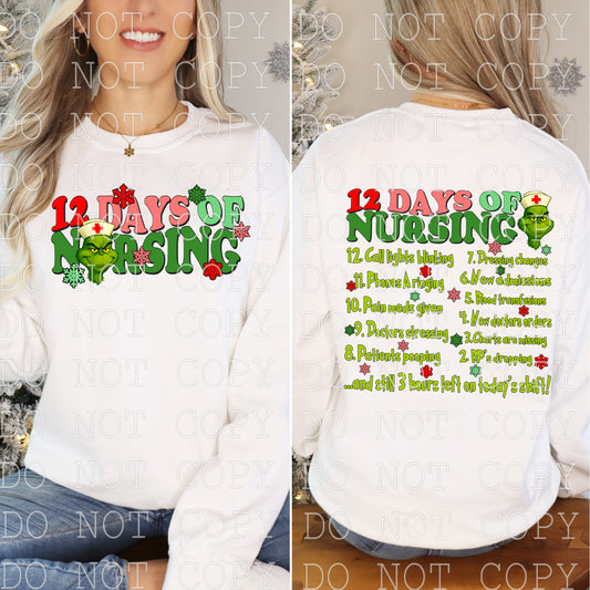 12 Days OF Nursing Christmas -  DIGITAL DESIGN- INSTANT DOWNLOAD